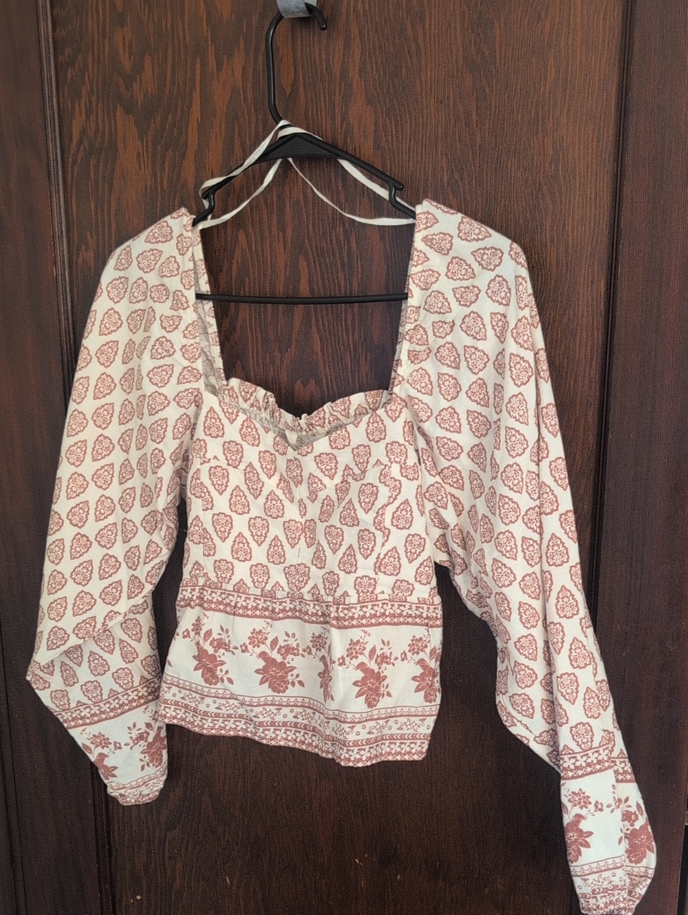 Sim & Sam Dusty Rose Printed Peasant Blouse
